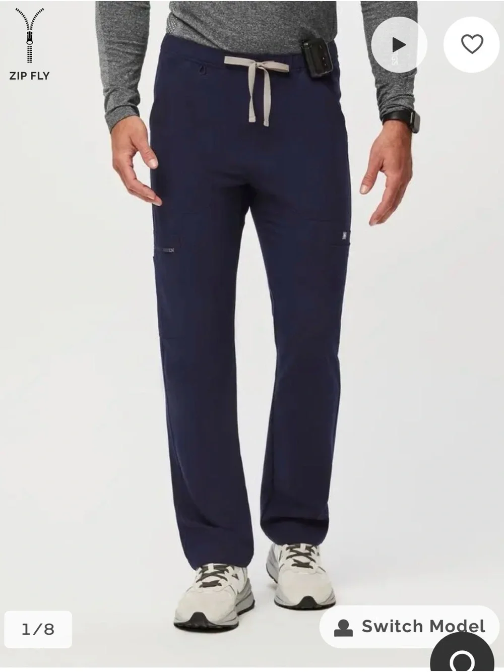Figs Men's Navy Drawstring straight leg scrub pants